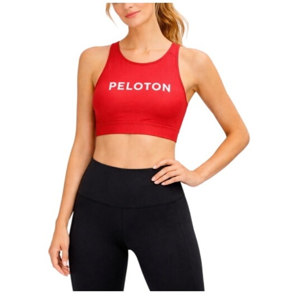 Peloton Women's Terracotta Red Logo High Neck Racerback Sports Bra Size L